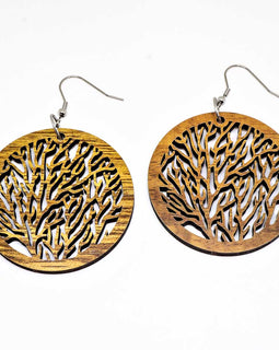 Genuine Handmade Koa Wood Tree Of Life Earring Pierce