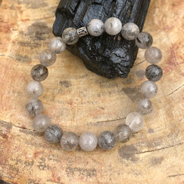 Black Tourmaline Quartz Stretch Bracelet! Natural Crystals & Handmade!